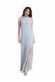 Sheath High Neck Stretch Crepe Long Light Sky Blue Formal Evening Gown / Prom Dress / Bridesmaid Dress Belfast