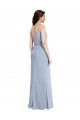 Sheath Cowl Neck Stretch Crepe Long Smoke Blue Formal Evening Gown / Prom Dress / Bridesmaid Dress Belfast