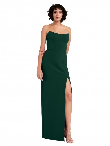 Sheath Strapless Stretch Crepe Long Midnight Green Formal Evening Gown / Prom Dress / Bridesmaid Dress Belfast