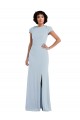 Trumpet Jewel Neck Stretch Crepe Long Light Sky Blue Semi Formal Evening Dress / Bridesmaid Dress Belfast