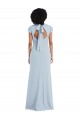 Trumpet Jewel Neck Stretch Crepe Long Light Sky Blue Semi Formal Evening Dress / Bridesmaid Dress Belfast