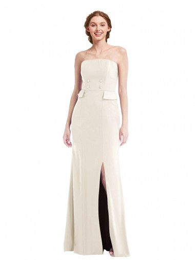 Trumpet Strapless Stretch Crepe Long Ivory Semi Formal Evening Dress / Prom Dress / Bridesmaid Dress Belfast