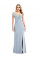 Trumpet Off the Shoulder Stretch Crepe Long Light Sky Blue Semi Formal Evening Dress / Prom Dress / Bridesmaid Dress Belfast