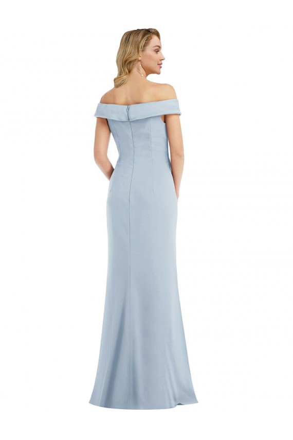 Trumpet Off the Shoulder Stretch Crepe Long Light Sky Blue Semi Formal Evening Dress / Prom Dress / Bridesmaid Dress Belfast