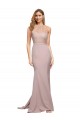 Sheath High Neck Stretch Crepe Sweep Train Dusty Pink Formal Evening Gown / Prom Dress / Bridesmaid Dress Belfast