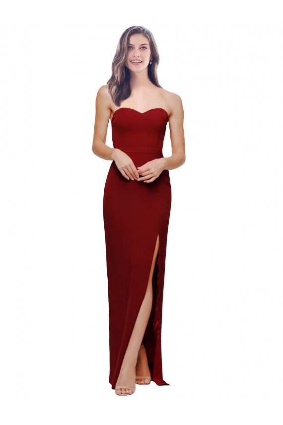 Sheath Sweetheart Stretch Crepe Long Burgundy Bridesmaid Dress / Evening Dress Belfast