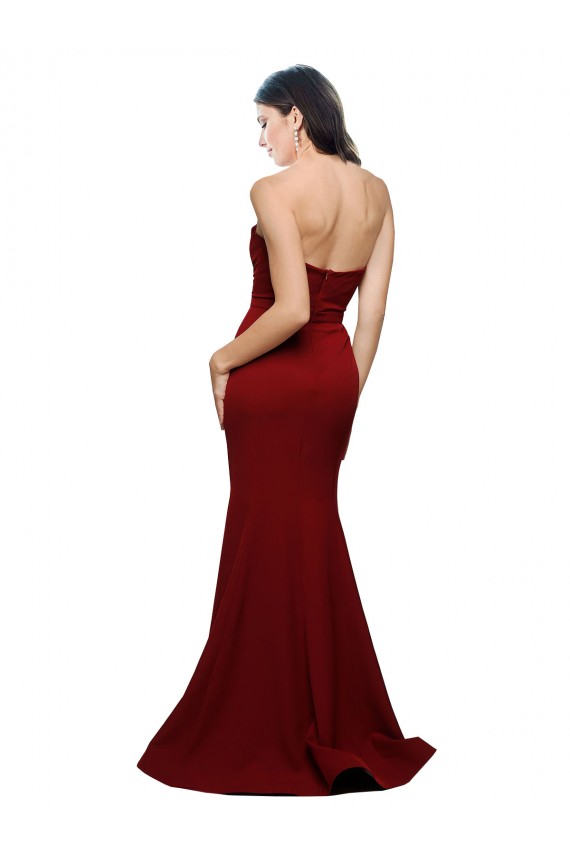 Sheath Strapless Stretch Crepe Long Burgundy Formal Evening Gown / Prom Dress / Bridesmaid Dress Belfast