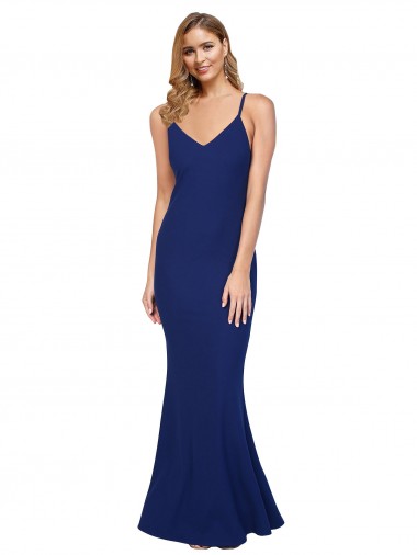 Sheath V-Neck Stretch Crepe Long Royal Blue Formal Evening Gown / Prom Dress / Bridesmaid Dress Belfast