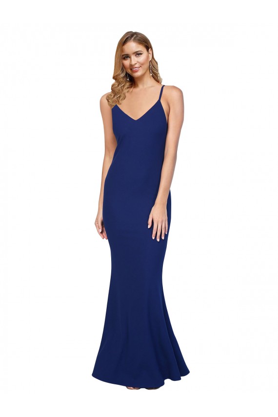 Sheath V-Neck Stretch Crepe Long Royal Blue Formal Evening Gown / Prom Dress / Bridesmaid Dress Belfast