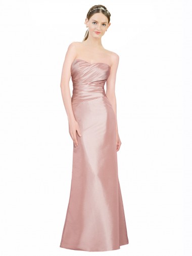 A-Line Strapless Stretch Satin Long Formal Evening Gown / Prom Dress / Bridesmaid Dress Belfast
