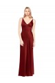 A-Line V-Neck Stretch Satin Long Burgundy Formal Evening Gown / Prom Dress / Bridesmaid Dress Belfast