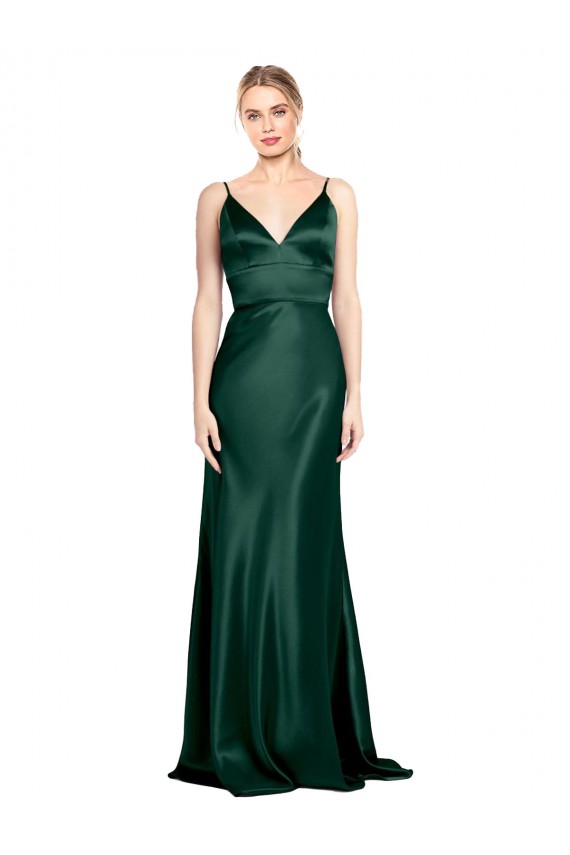 Sheath High Neck Stretch Satin Long Hunter Formal Evening Gown / Prom Dress / Bridesmaid Dress Belfast