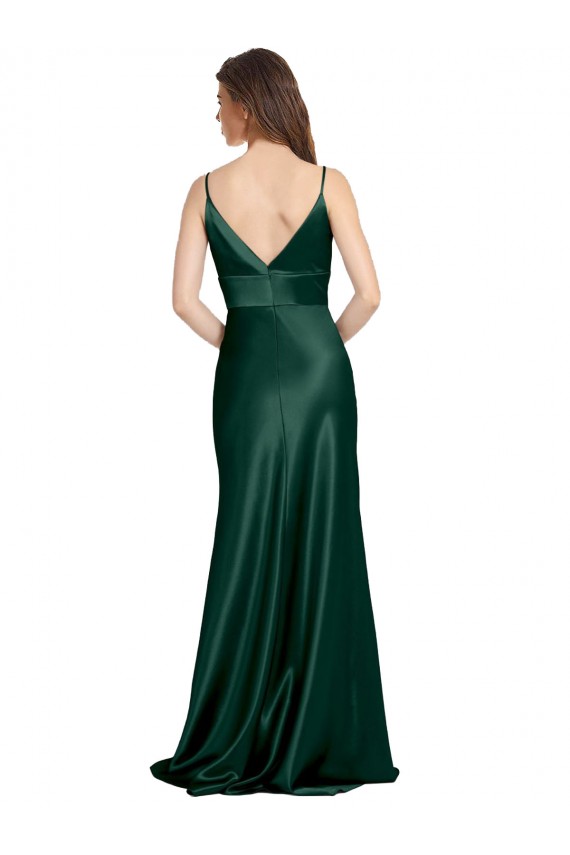 Sheath High Neck Stretch Satin Long Hunter Formal Evening Gown / Prom Dress / Bridesmaid Dress Belfast