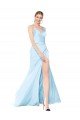 Mermaid V-Neck Stretch Satin Long Light Sky Blue Formal Evening Gown / Prom Dress / Bridesmaid Dress Belfast