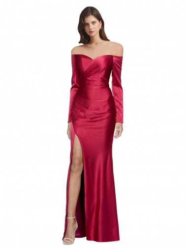 Sheath Sweetheart Stretch Satin Long Dark Red Formal Evening Gown / Prom Dress / Bridesmaid Dress Belfast