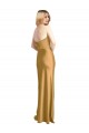 A-Line Strapless Stretch Satin Long Gold Formal Evening Gown / Prom Dress / Bridesmaid Dress Belfast