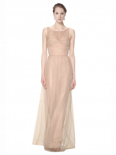 Sheath High Neck Tulle Long Blush Bridesmaid Dress Belfast