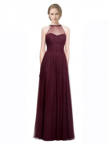A-Line Sweetheart Tulle Long Red Bridesmaid Dress Belfast