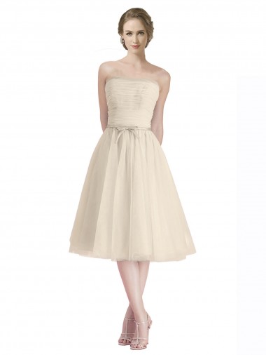 A-Line Strapless Tulle Cocktail Length Bridesmaid Dress Belfast
