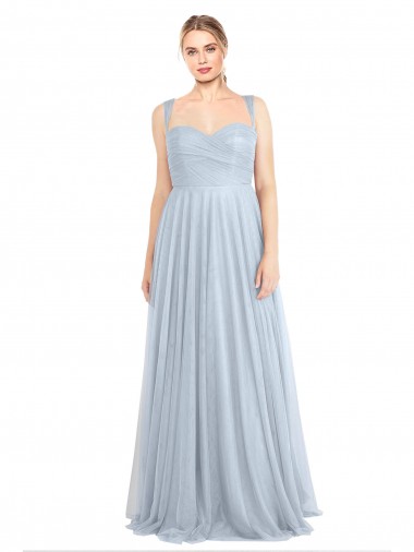 A-Line Sweetheart Tulle Long Light Sky Blue Bridesmaid Dress Belfast