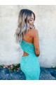 Mermaid One Shoulder Velvet Sequins Sweep Train Shown Color Velvet Sequin Prom Dress / Evening Dress Belfast