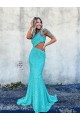 Mermaid One Shoulder Velvet Sequins Sweep Train Shown Color Velvet Sequin Prom Dress / Evening Dress Belfast