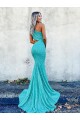 Mermaid One Shoulder Velvet Sequins Sweep Train Shown Color Velvet Sequin Prom Dress / Evening Dress Belfast