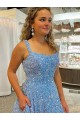 A-Line Scoop Neck Velvet Sequins Court Train Shown Color Velvet Sequin Prom Dress / Evening Dress Belfast