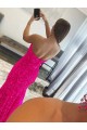 Sheath Strapless Velvet Sequins Sweep Train Fuchsia Velvet Sequin Prom Dress / Evening Dress Belfast