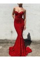 Mermaid Sweetheart Velvet Sequins Court Train Burgundy Velvet Sequin Prom Dress / Evening Dress Belfast
