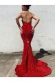 Mermaid Sweetheart Velvet Sequins Court Train Burgundy Velvet Sequin Prom Dress / Evening Dress Belfast