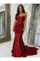 Sheath Sweetheart Velvet Sequins Court Train Burgundy Velvet Sequin Prom Dress / Evening Dress Belfast