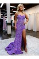 A-Line Sweetheart Velvet Sequins Court Train Lavender Velvet Sequin Prom Dress / Evening Dress Belfast