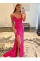 Sheath V-Neck Velvet Sequins Sweep Train Long Shown Color Velvet Sequin Gowns Belfast