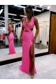 Sheath V-Neck Velvet Sequins Long Sweep Train Shown Color Velvet Sequin Evening Dress Belfast