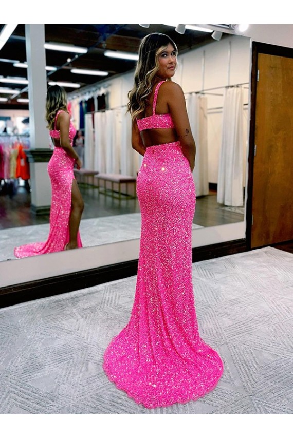Sheath V-Neck Velvet Sequins Long Sweep Train Shown Color Velvet Sequin Evening Dress Belfast