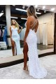 Sheath V-Neck Velvet Sequins Long Shown Color Velvet Sequin Prom Dress / Evening Dress Belfast