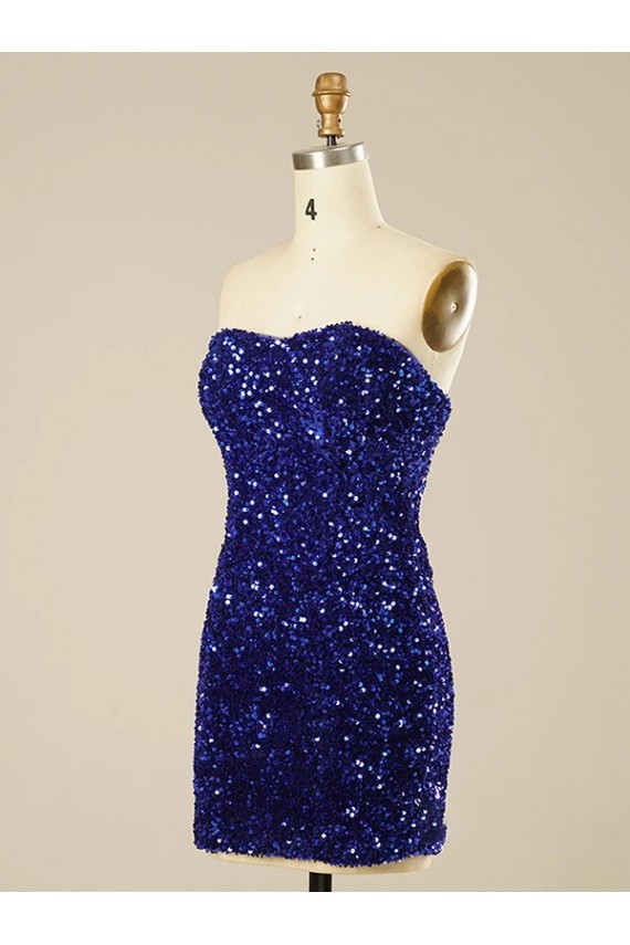 Sheath Sweetheart Velvet Sequins Short Shown Color Velvet Sequin Prom Dress Belfast