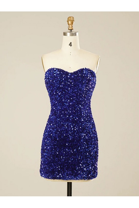 Sheath Sweetheart Velvet Sequins Short Shown Color Velvet Sequin Prom Dress Belfast