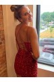 Sheath V-Neck Velvet Sequins Short Royal Blue Velvet Sequin Prom Dress / Evening Dress Belfast