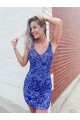 Sheath V-Neck Velvet Sequins Short Shown Color Velvet Sequin Evening Dress Belfast