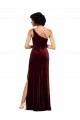 Column One Shoulder Stretch Velvet Long Burgundy Formal Evening Gown / Prom Dress / Bridesmaid Dress Belfast