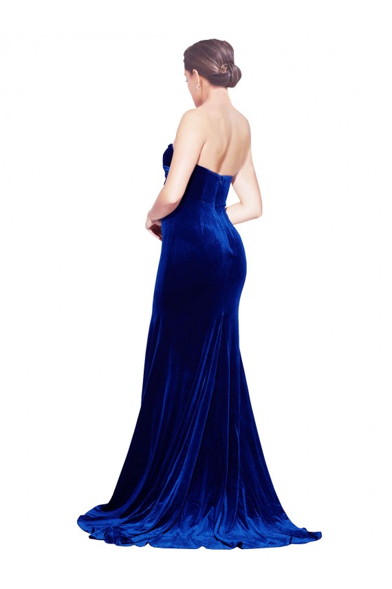 Mermaid Strapless Stretch Velvet Sweep Train Royal Blue Formal Evening Gown / Prom Dress / Bridesmaid Dress Belfast
